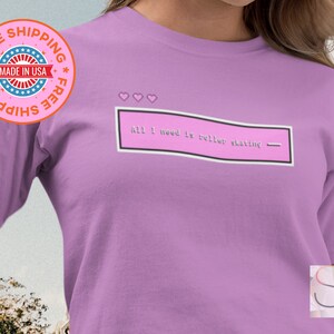All I Need Is Roller Skating Comfort Colors Pink Vaporwave Y2K Roller Skating T-Shirt - Trendy 2000s Style Y2K Fashion, Roller Skating Tee
