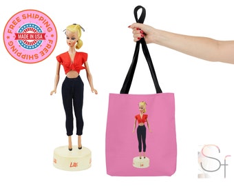 Borsa tote in tela ispirata a Lilli - Accessorio di moda retrò Barbie