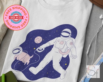 Maglietta con gatto astronauta / Divertente regalo per proprietari di animali domestici nello spazio