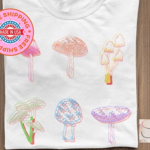 Glitch Mushroom T-Shirt | Trippy Rainbow Comfort Colors Tee