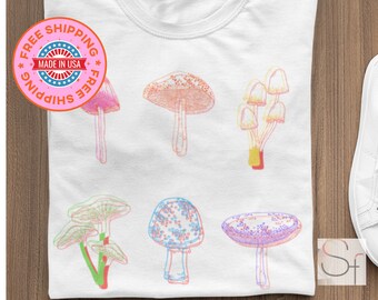 Maglietta Glitch Mushroom / Maglietta Trippy Rainbow Comfort Colors