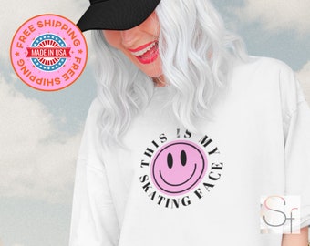 Maglietta da skate con faccina sorridente rosa - Moda cyberpunk Y2K