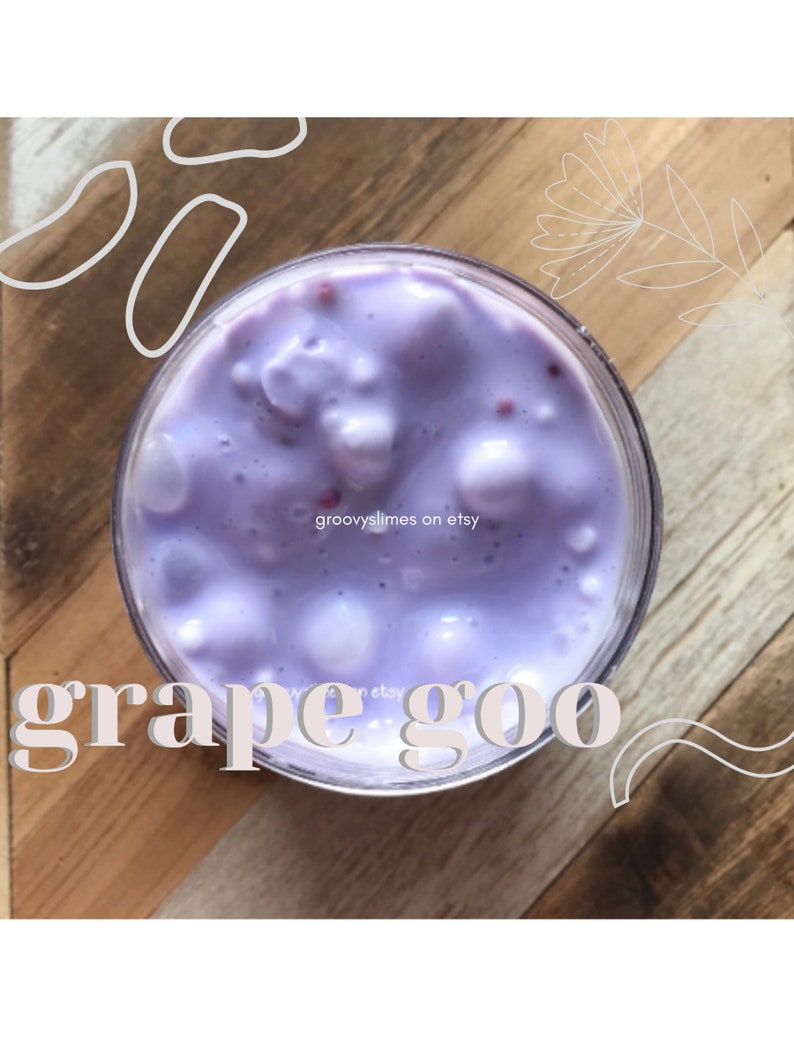 grape goo | Purple, Cupcake Scented Slime with Big and Small Foam Beads | Purple Glossy Slime | Purple Slime With Beads | Glossy Slime (6oz) 