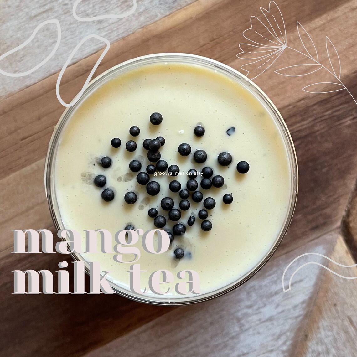 Mango Milk Tea 6 Oz Mango Boba Slime Mango Tapioca Slime Etsy