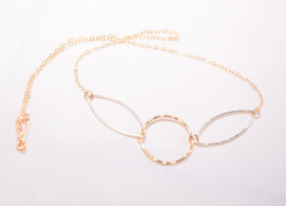 Hammered Link Necklace, in 14 kt Gold-Fill and Sterling Silver