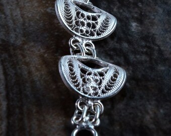 PD-1809-MS 2 Pcs Lace Pattern Pendant Crescent Moon Pendant Matte Silver Plated over Brass 23mm x 38mm Filigree Pendant