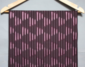 Purple-pink silk fabric woven arrows chevron pattern. Vintage japanese kimono silk material wine-red/ purple, pink triangles. sewing supply