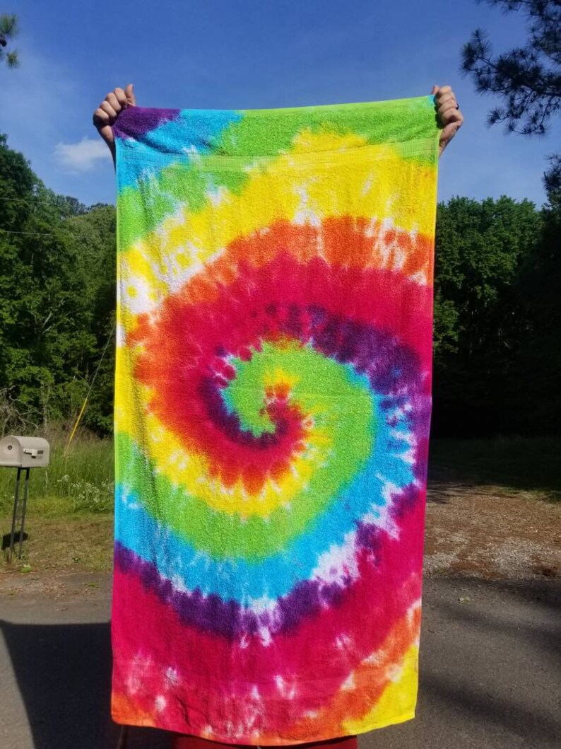 Tie dye beach towel beach towel rainbow beach towel tie dye Etsy