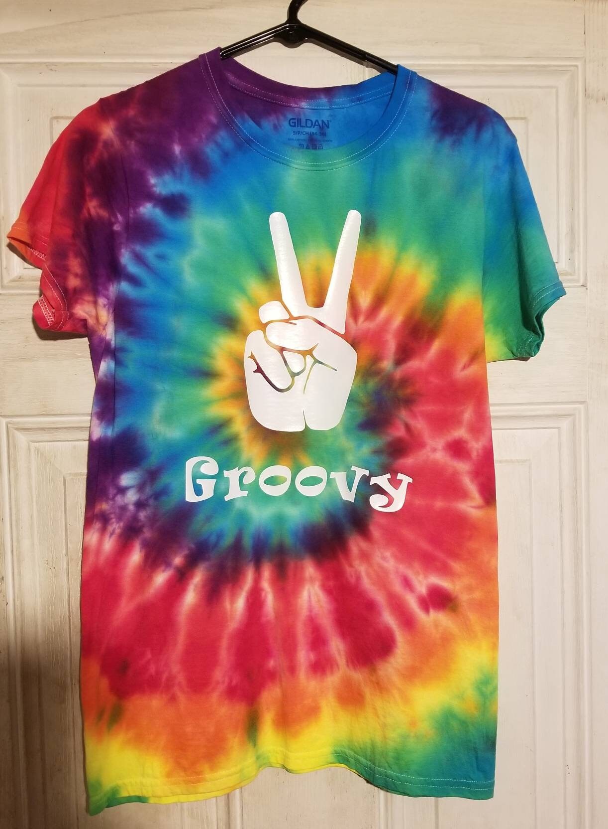 Tie dye peace symbol shirt rainbow hippie shirt tie dye Etsy