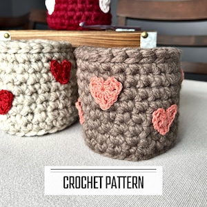 Crochet Heart Basket Pattern, Beginner Friendly Home Decor