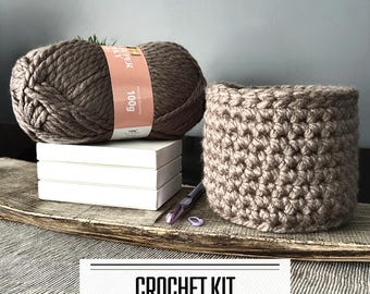 Crochet Storage Basket Kit, Beginner Friendly Home Decor