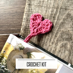 Crochet Heart Bookmark Kit (Set of 5), DIY Book Lover Gift