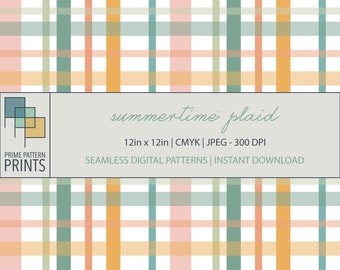 Summertime Plaid, Plaid Pattern, Seamless Pattern, Repeat Pattern, Digital Paper, Digital Download, Seamless Pattern