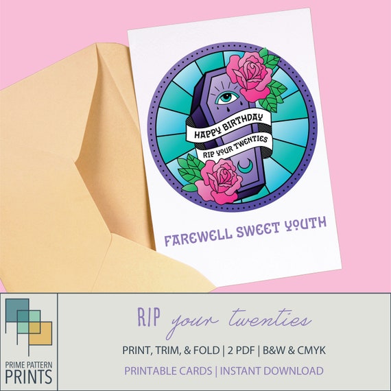 Instant Download Birthday Card, Printable Birthday Card, 30th Birthday, Printable, Goth Birthday, Emo Birthday