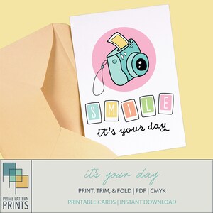 Greeting Card, Polaroid Card, Instant Download Card, Printable Card, Last Minute Card, Printable, Birthday Card, Celebrate