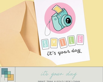 Greeting Card, Polaroid Card, Instant Download Card, Printable Card, Last Minute Card, Printable, Birthday Card, Celebrate