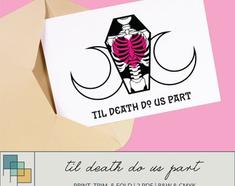Instant Download Card, Printable Card, Anniversary Card, Printable, Valentine Card, Goth Card, Emo Card, Til Death Do Us Part