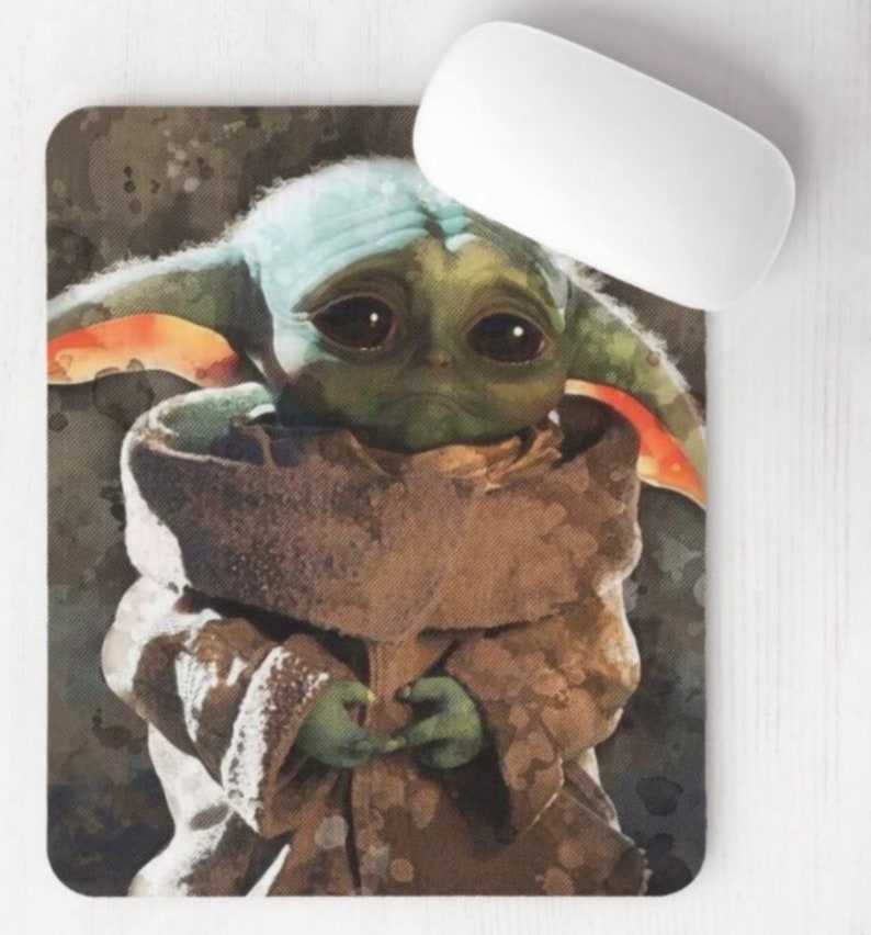 mandalorian baby yoda sad mouse pad for laptop desktop