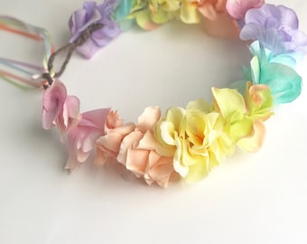 Rainbow flower crown | Etsy