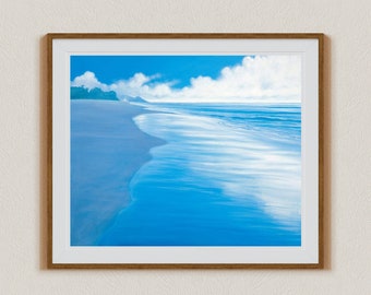 Arte de lienzo de playa, Impresión de arte de Seychelles, Arte de playa de noche, Impresión costera, Arte de pared de paisaje marino, Impresión de arte de alta calidad directamente del artista.