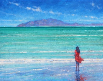 Original Oil Painting Tican Chica, Tamarindo, Costa Rica. Seascape paintings. Landscape paintings. Oil paintings.