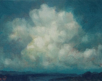 Original Oil painting. Cloud Over Landscape