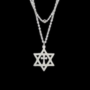 Star of David and Cross Pendant | Necklace | Silver