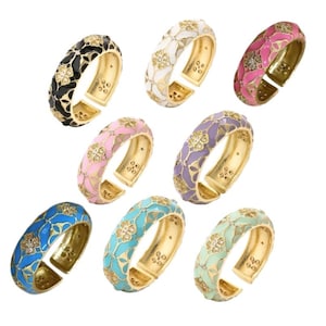 Enamel Ring | Vintage | Band | For Women | Adjustable (Size 8-10)