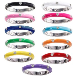 Enamel Band Rings | Stackable | Black, White, Pink, Blue, Green, Red, Orange, Yellow, and Purple