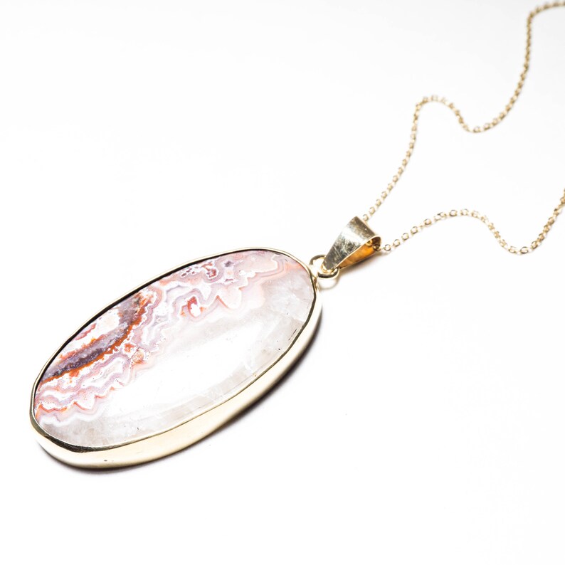 - Handmade Gold Tone Jewelers Brass Chain included Red Crazy Lace Agate Natural Stone not plated