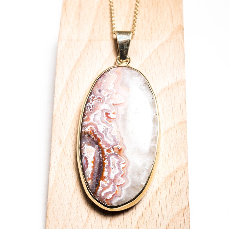 - Handmade Gold Tone Jewelers Brass Chain included Red Crazy Lace Agate Natural Stone not plated