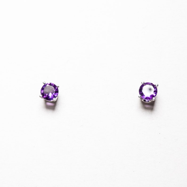 Amethyst & Sterling Silver Stud Earrings Tarnish Resistant Etsy