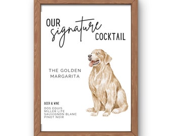 Golden Retriever Signature Cocktail Bar Menu Sign Template| Bar Drinks | Digital Bar Menu | Event Bar | Wedding Dog Bar | DIGITAL TEMPLATE