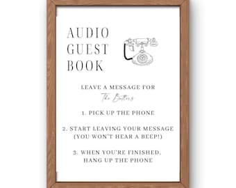 Audio Guest Book Instruction Sign | Voicemail Guestbook | Printable Instructions | Wedding Guestbook | DIGITAL TEMPLATE