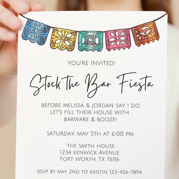 Stock the Bar Fiesta Invitations | Stock the Bar Party Invitation | Wedding Shower Invitation | Fiesta Invitation | Digital Template