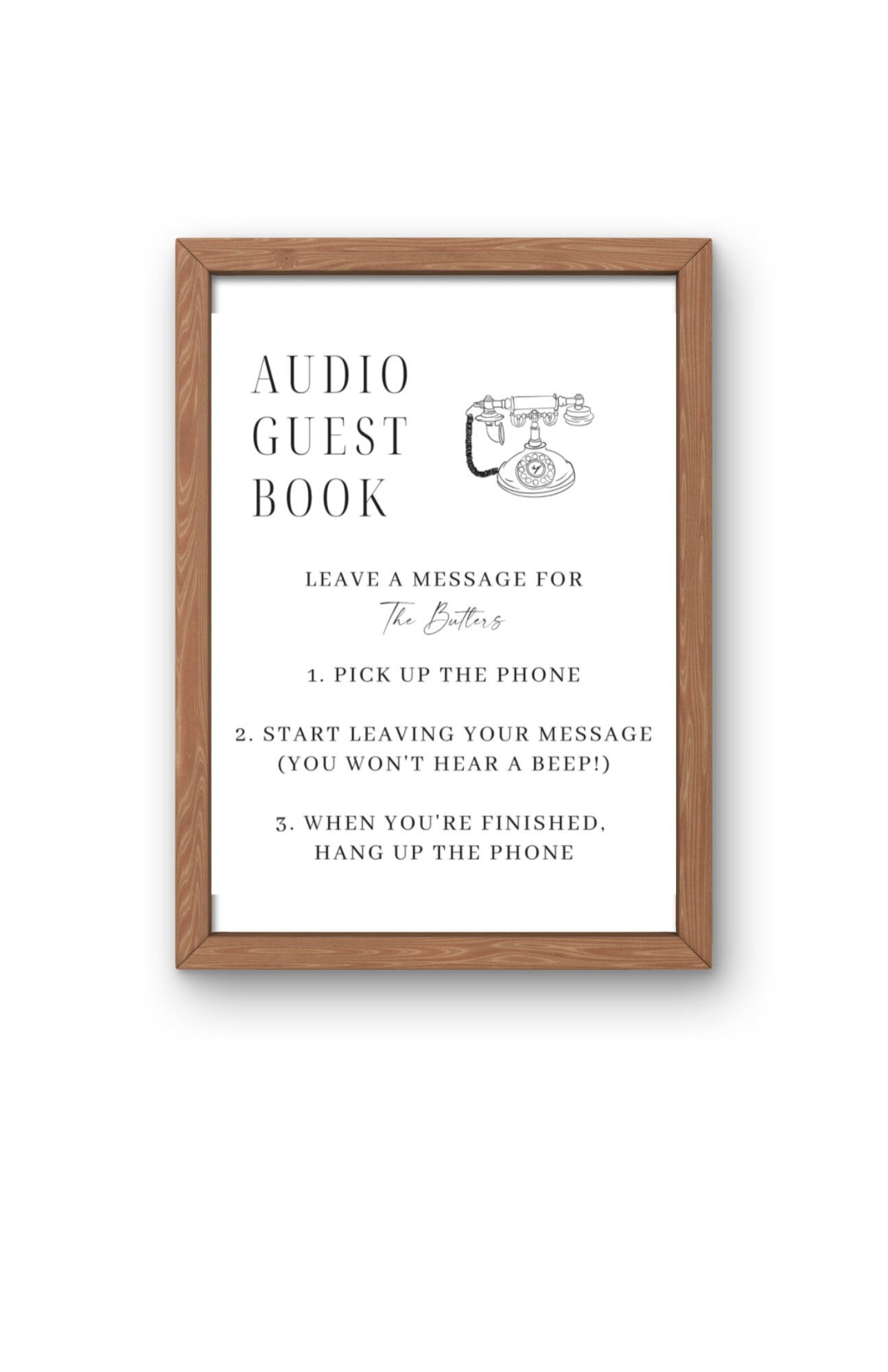 Audio Guest Book Instruction Sign Voicemail Guestbook Printable Instructions Wedding Guestbook