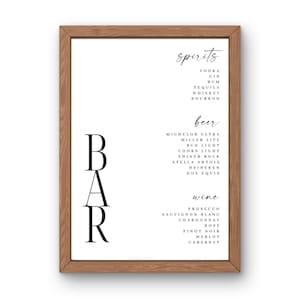 Bar Menu Sign Template| Bar Drinks | Digital Bar Menu | Event Bar | Wedding Bar | DIGITAL TEMPLATE