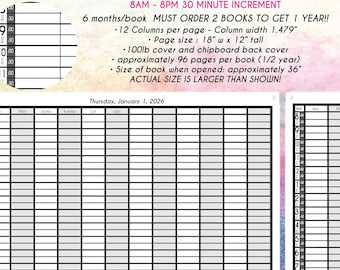 KIM - 12 Column Yearly appointment book • 30 minute increment • multiple person appointment book