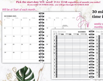 Hairstylist Appointment Book • 30 Minute Increments, Weekly & Monthly