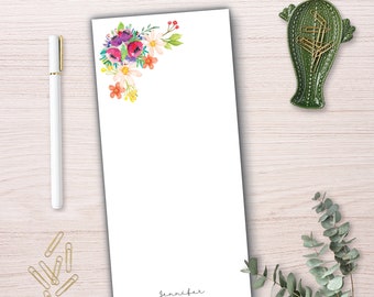 2 Personalized Floral Notepads, Custom To Do List Stationery