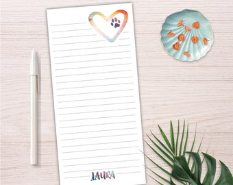 Personalized Paw Print Notepad Set, Custom To Do List