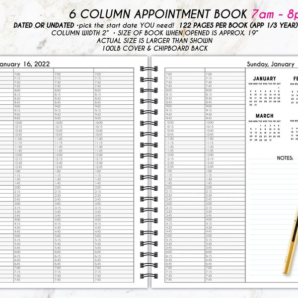 2025 6 Column Appointment Book Etsy