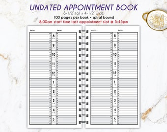 8am-5:45pm Hairstylist Appointment book • weekly • Yearly appointment book • Scheduling • salon • undated appointment book