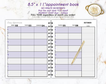 Hairstylist Appointment book Choose your start date!• weekly • Yearly  • Scheduling • salon • dog groomer • chiropractor • doctor