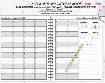 10 am - 9 pm 6 COLUMN APPOINTMENT BOOK •  Hairstylist Appointment book  • Scheduling • salon multiple person appointment book