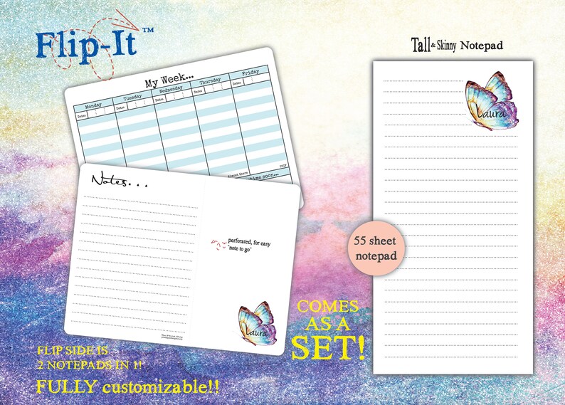 Flip-It Custom Notepad Set Stationary Set Weekly planner Notepad Set wedding and bridal gift bridesmaid gift FREE SHIPPING!!