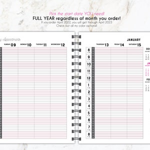 salon appointment book, weekly appointment book, planner, weekly planner, Yearly appointment book, 15 minute Scheduling book, personalized