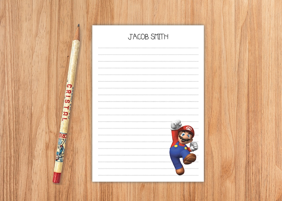 Custom Mario Notepad Set, Personalized Stationery Gift - Etsy