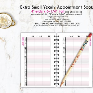4" x 6.25" Appointment book, scheduling, salon, yearly appointment book, small schedule book, weekly planner, yearly, barber, doctor