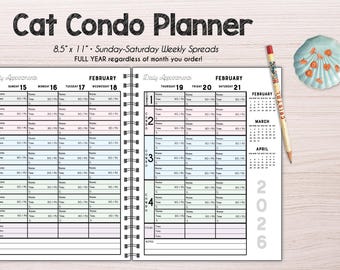 Cat Condo Planner • Weekly Scheduling Book (8.5" x 11")